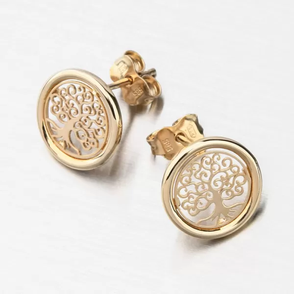 Dámske náušnice žlté zlato 585 strom života 143P-121815