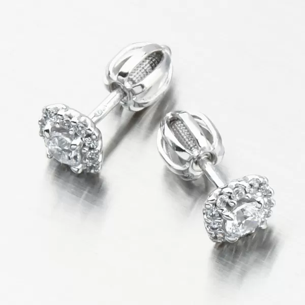 Náušnice vyrobené z bieleho zlata so zirkónmi DZF5541-B-ZIR
