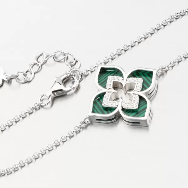 Strieborný náramok s kvetinou a so zirkónmi PKL-4027