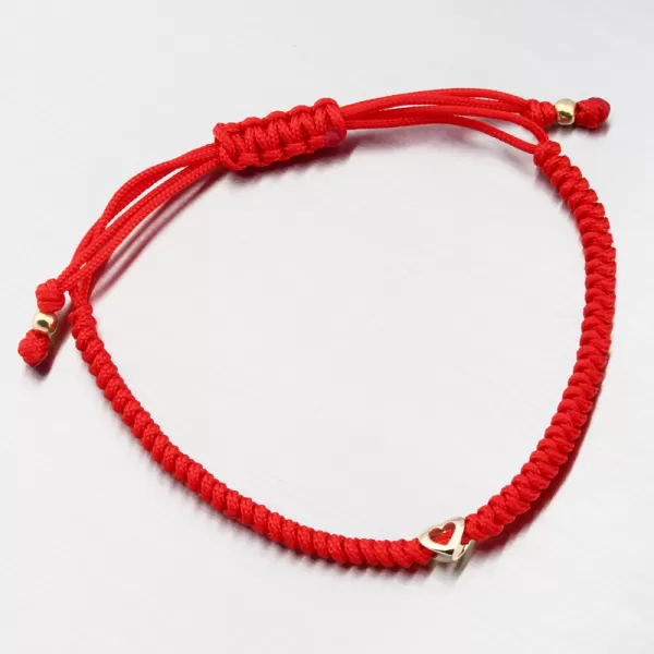 Náramok červený strun so srdcom 74-5419ZL-CV