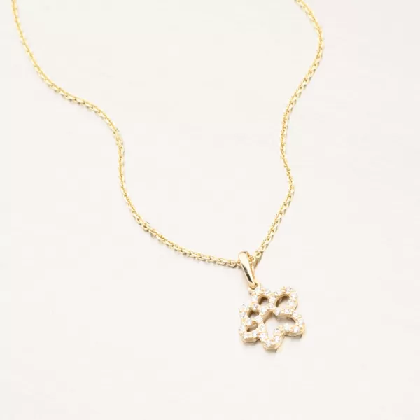 Dámsky prívesok zo žltého zlata 585 noha so zirkónmi 662P-130268