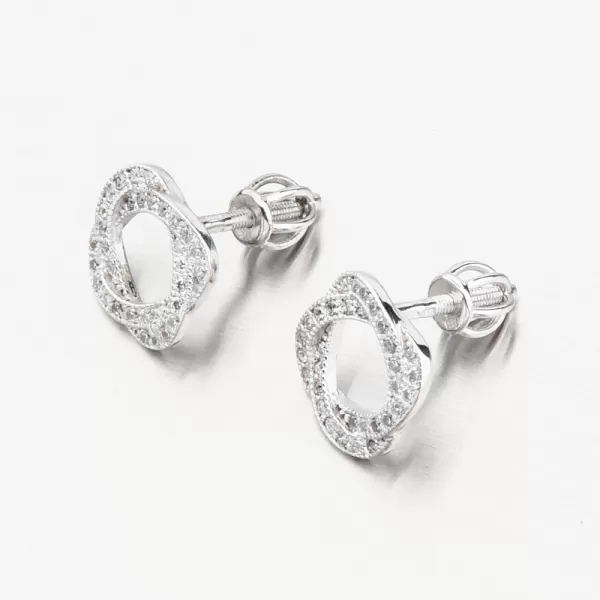 Napichovacie náušnice z bieleho zlata so zirkónmi 663P-120289