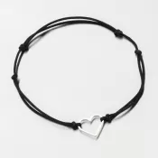 Náramok čierny povrázkový so srdcom 74-5187B-Black