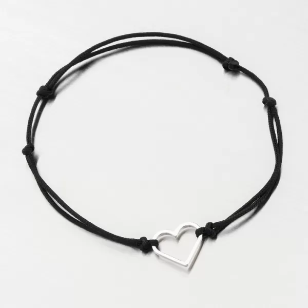 Náramok čierny povrázkový so srdcom 74-5187B-Black