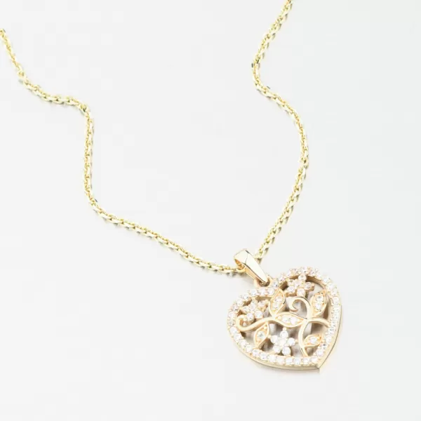 Zlatý prívesok srdiečko so zirkónmi 43-22425