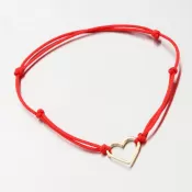 Náramok červený povrázkový so srdcom 74-5187ZL-CV