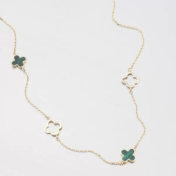 Dámsky náhrdelník žlté zlato 585 štvorlístok 15R-055