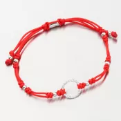 Náramok červený povrázkový s kruhom 74-5193B-CV