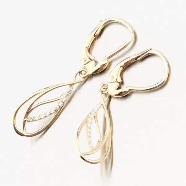 Zlaté visiace náušnice so zirkónmi 663P-120405