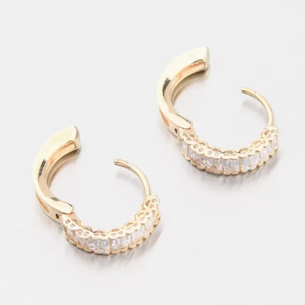 Dámske náušnice žlté zlato 585 kruhov so zirkónmi 143P-122430