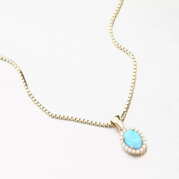 Zlatý prívesok s modrým opálom 162P-132420-BL