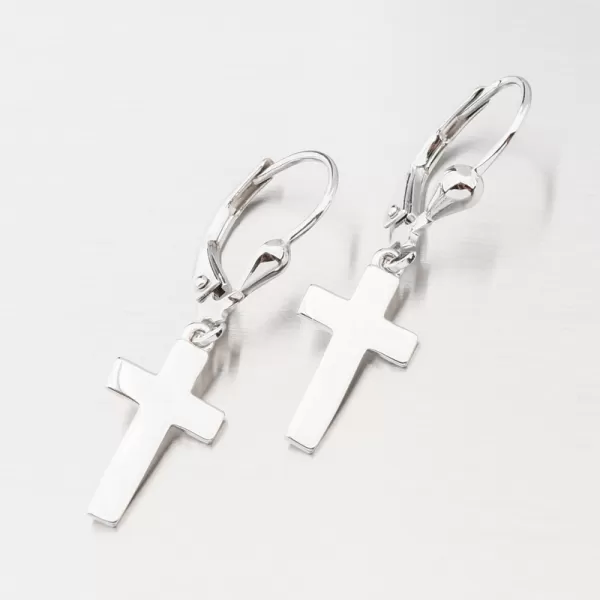 Visiace strieborné náušnice s krížom PKL-2174