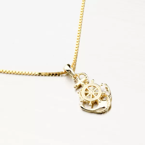 Pozlátený strieborný prívesok kotva kormidlo PKL-3123