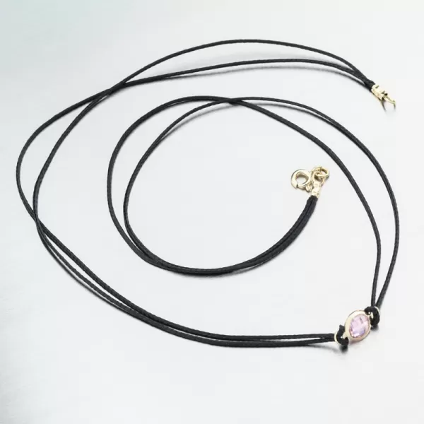 Retiazkový náhrdelník so zlatým príveskom LT15-001-ZL-PINK