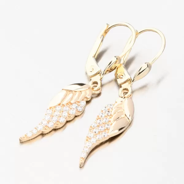 Zlaté visiace náušnice anjelské krídla GCA12-001