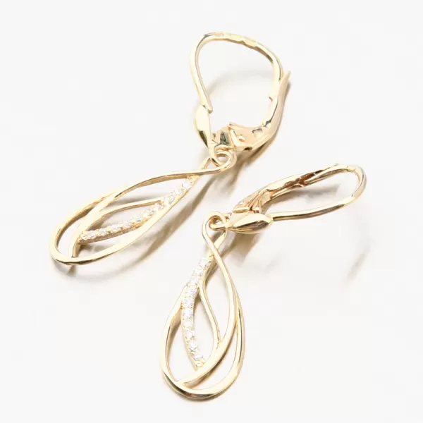 Zlaté visiace náušnice so zirkónmi 663P-120405