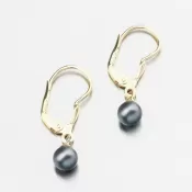 Zlaté náušnice s čiernou perlou 52GZ-3015-ZL-KL-Black