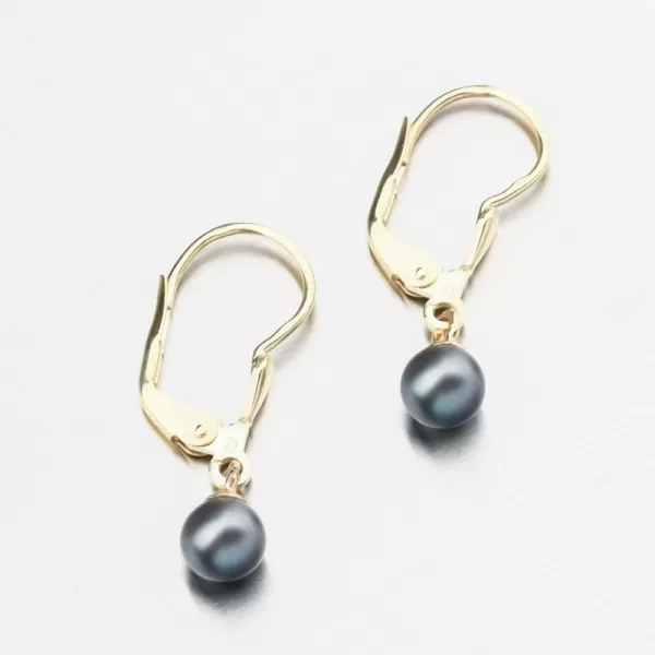 Zlaté náušnice s čiernou perlou 52GZ-3015-ZL-KL-Black
