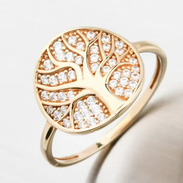 Zlatý prsteň so stromom života a zirkónmi 11R-371