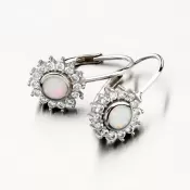 Strieborné náušnice s bielym opálom a so zirkónmi PKL-2138