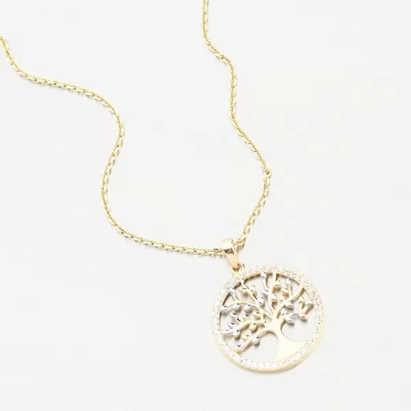 Zlatý prívesok strom života so zirkónmi 43-21990