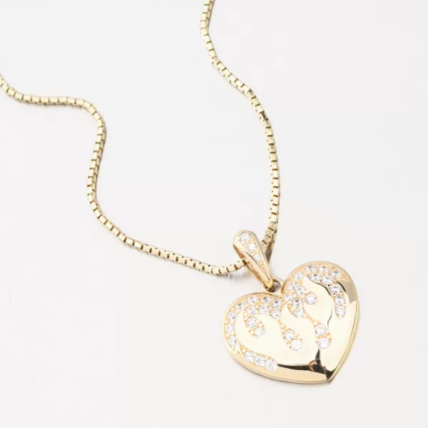 Veľké zlaté srdce so zirkónmi DZ2403-ZIR