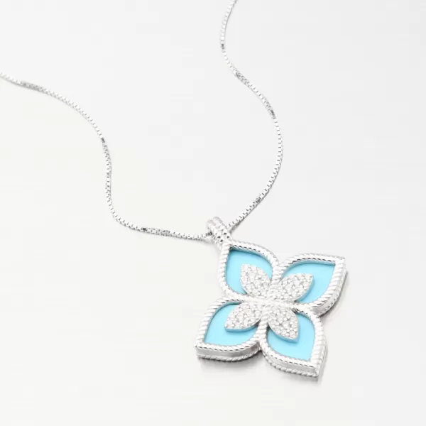 Strieborný prívesok modrá kvetina so zirkónmi PKL-3140