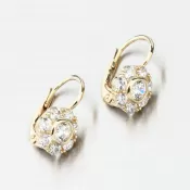 Dámske náušnice žlté zlato 585 kvetov so zirkónmi 663P-120388