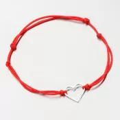 Náramok červený povrázkový so srdcom 74-5187B-CV