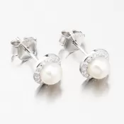 Strieborné náušnice s perlou SETST-12270