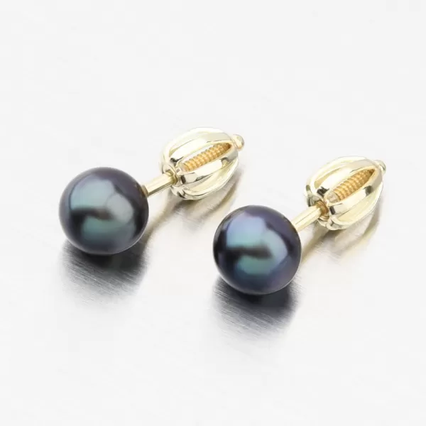 Dámske náušnice žlté zlato 585 s perlou 52GZ-3006-ZL-SR-Black