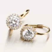 Dámske náušnice žlté zlato 585 so zirkónmi 12R-759