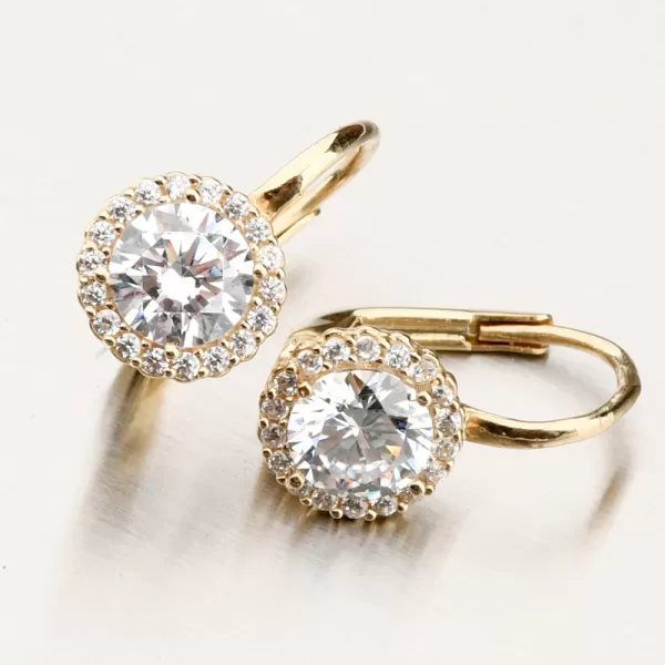 Dámske náušnice žlté zlato 585 so zirkónmi 12R-759