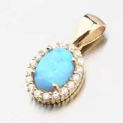 Zlatý prívesok s modrým opálom 162P-132420-BL