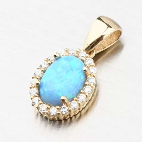 Zlatý prívesok s modrým opálom 162P-132420-BL