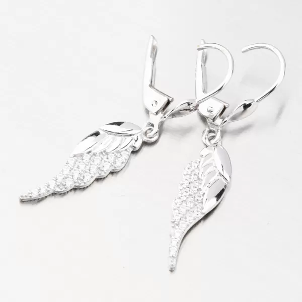 Visiace náušnice z bieleho zlata anjelské krídla GCA12-002