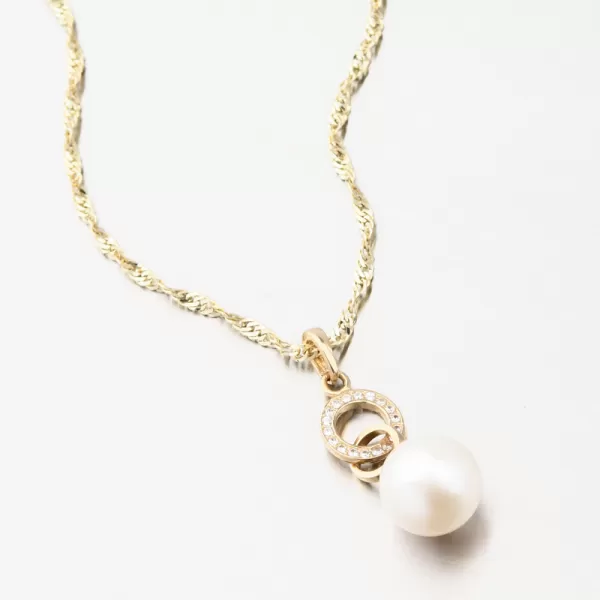 Zlatý prívesok s perlou a so zirkónmi 53GZZ-3123Z