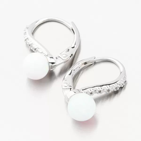 Strieborné náušnice s bielym opálom a so zirkónmi PKL-2205