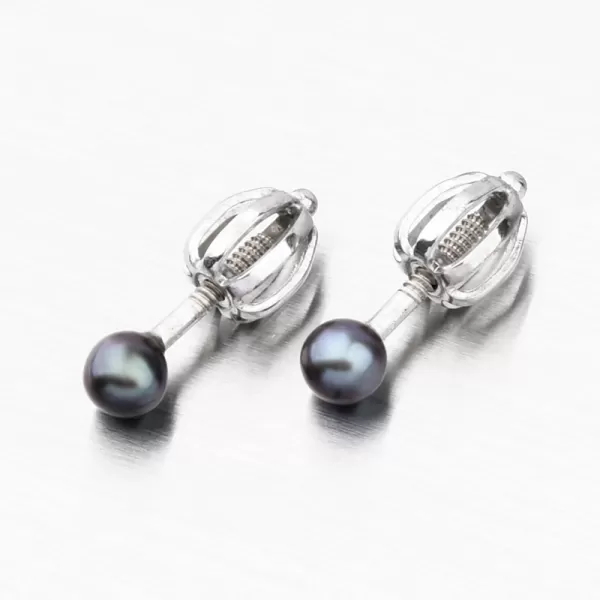 Dámske perlové náušnice biele zlato 52GZ-3003B-SR-Black