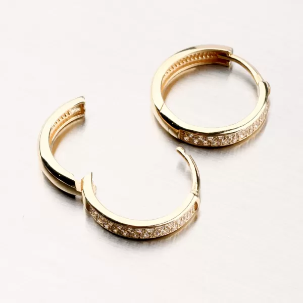 Dámske náušnice žlté zlato 585 kruhov so zirkónmi 12R-756