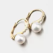 Dámske náušnice žlté zlato 585 s perlami a so zirkónmi 663P-120009-ZL