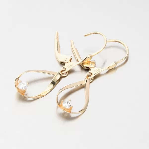 Zlaté visiace náušnice so zirkónom 12R-731