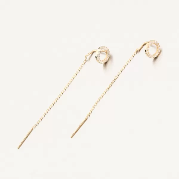 Dámske náušnice retiazka zo žltého zlata 585 so zirkónmi 163P-122579