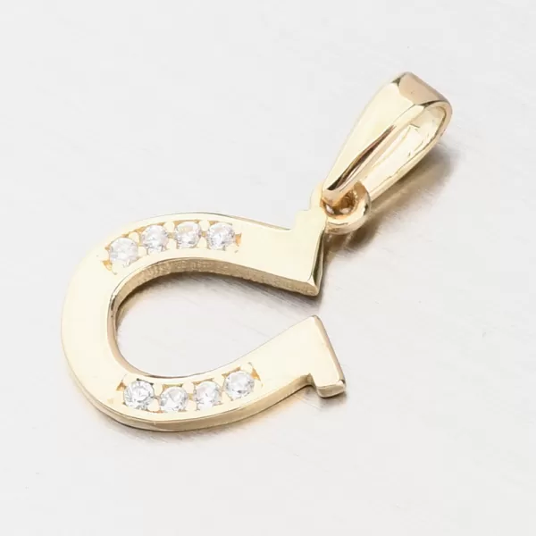 Zlatý prívesok podkova so zirkónmi GCA13-008