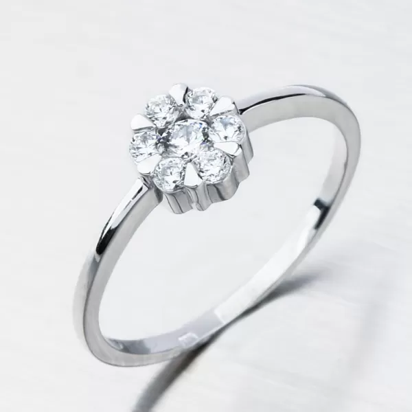 Dámsky prsteň z bieleho zlata 585 zirkónový kvet 51GZ-8050-B-ZIR