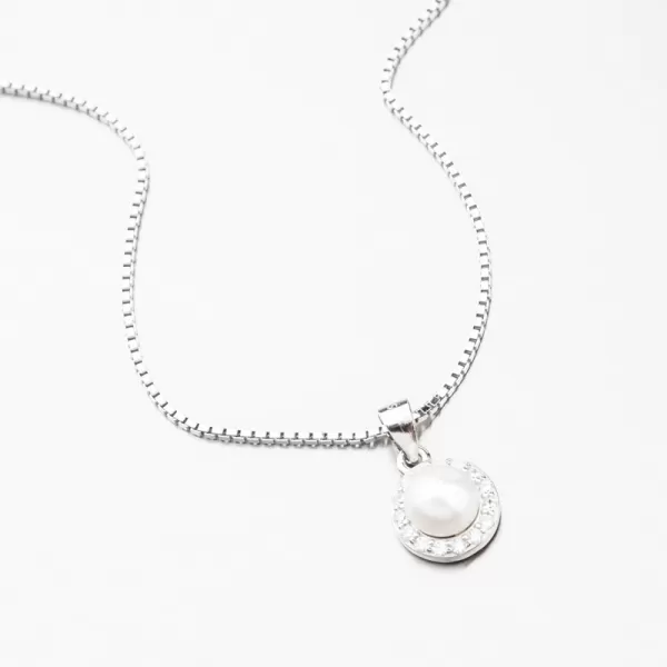 Strieborný prívesok s perlou a so zirkónmi SETST-13270