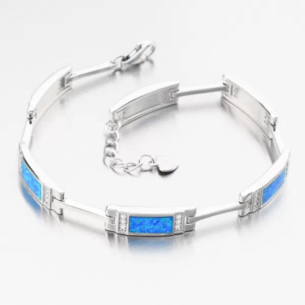 Strieborný náramok s modrými opálmi a zirkónmi PKL-4041
