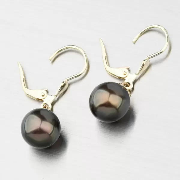 Visiace perlové náušnice 52GZ-3019-ZL-Black