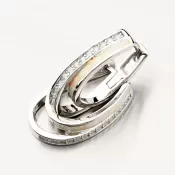 Visiace strieborné náušnice s bielym opálom a so zirkónmi PKL-2137