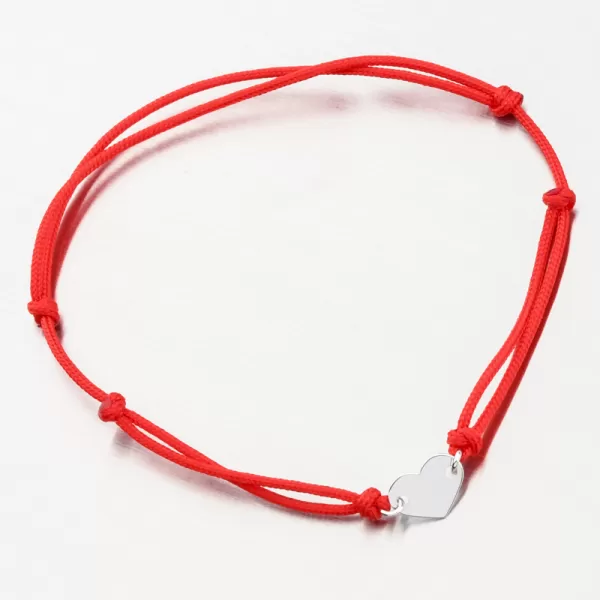 Náramok červený povrázkový so srdcom 74-005B-CV